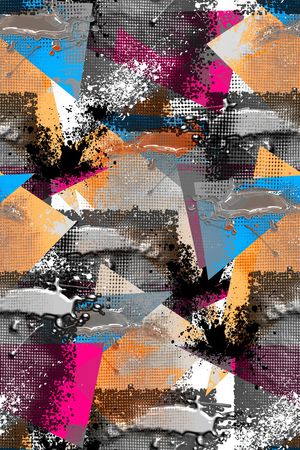 抽象男装印花华亿平台图片