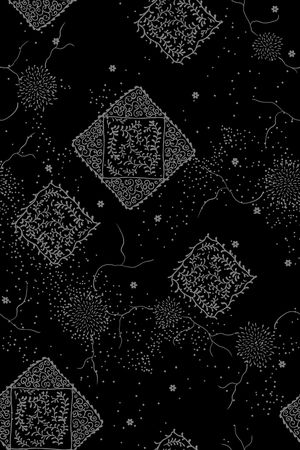 黑底花卉印花华亿平台图片