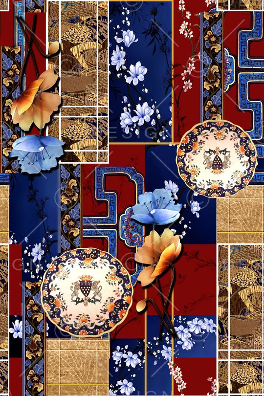 民族花卉印花华亿平台图片