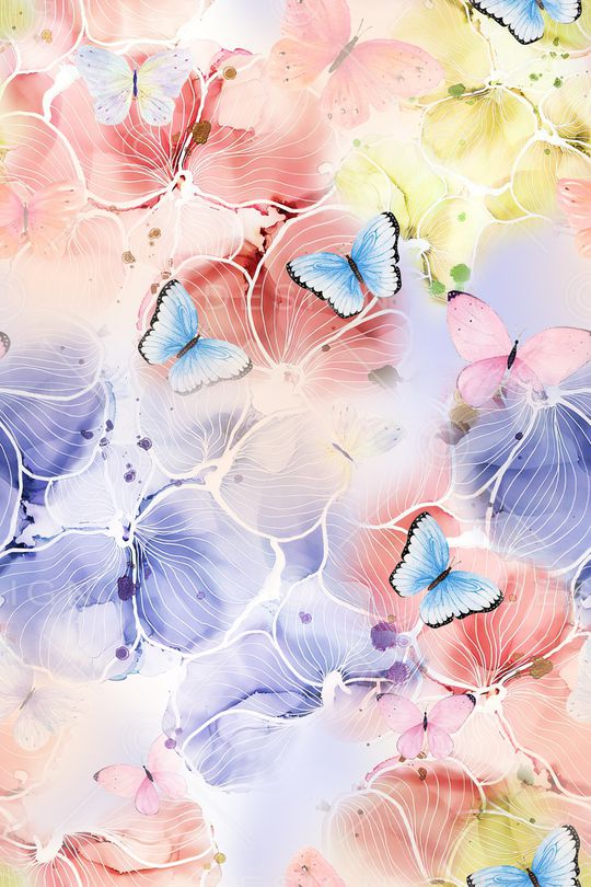 花卉蝴蝶印花华亿平台图片