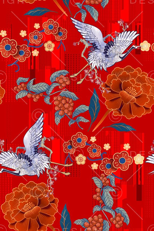 仙鹤印花华亿平台图片