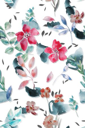 手绘花卉印花华亿平台图片