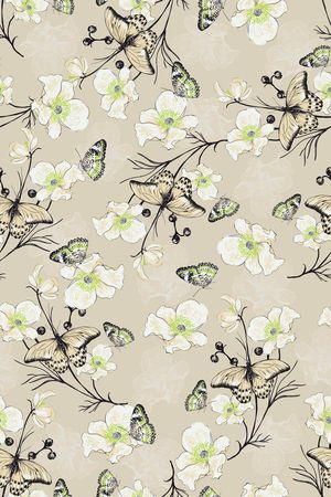 花卉蝴蝶印花华亿平台图片