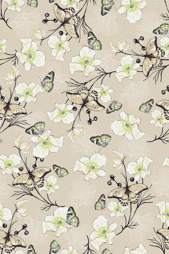 花卉蝴蝶印花华亿平台图片