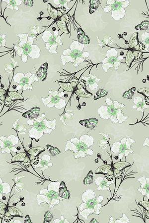 花卉蝴蝶印花华亿平台图片