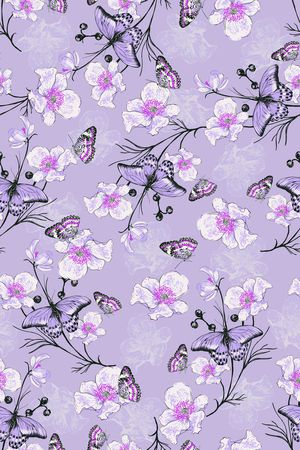 花卉蝴蝶印花华亿平台图片