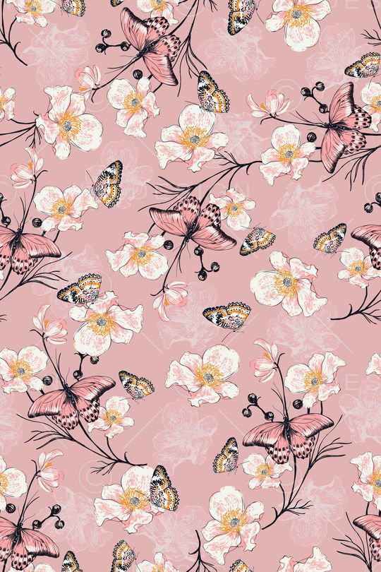 花卉蝴蝶印花华亿平台图片