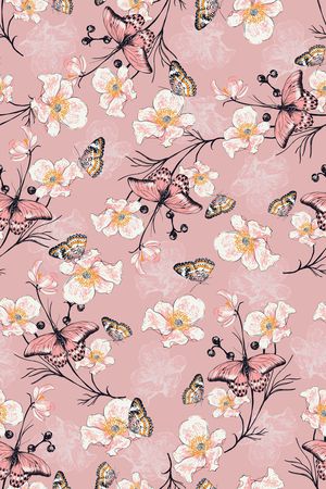 花卉蝴蝶印花华亿平台图片