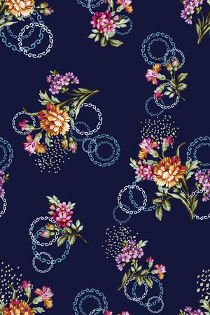 黑底花卉印花华亿平台图片