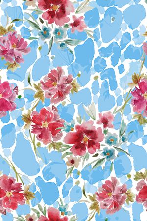 手绘花卉印花华亿平台图片