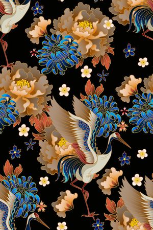 仙鹤印花华亿平台图片