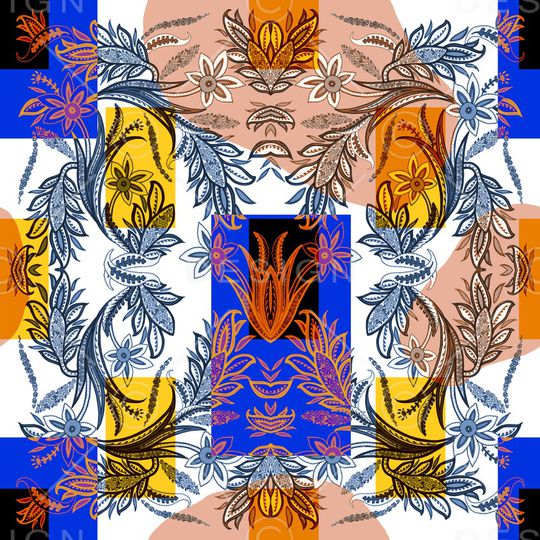 民族花卉印花华亿平台图片