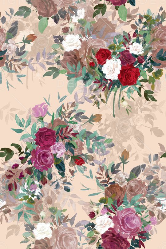 清爽底花卉印花华亿平台图片