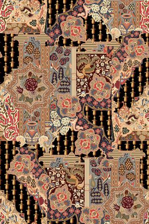 民族花纹印花华亿平台图片