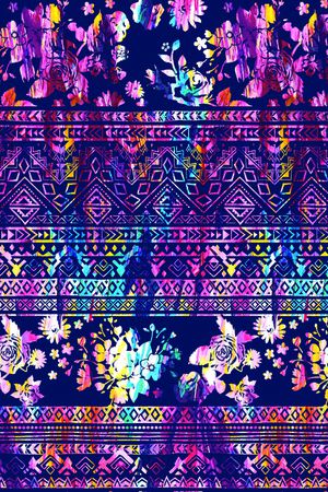 民族花卉印花华亿平台图片