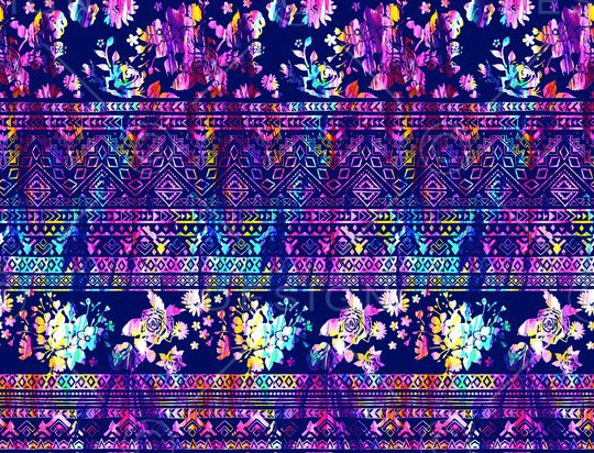 民族花卉印花华亿平台图片