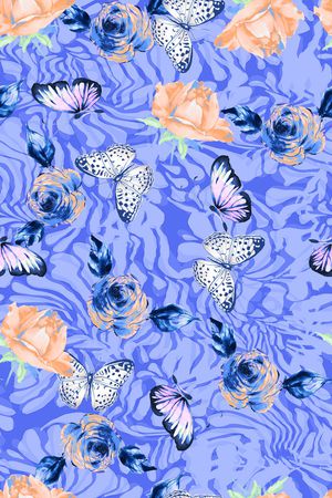 花卉蝴蝶印花华亿平台图片