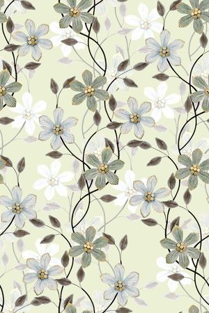 清爽底花卉印花华亿平台图片