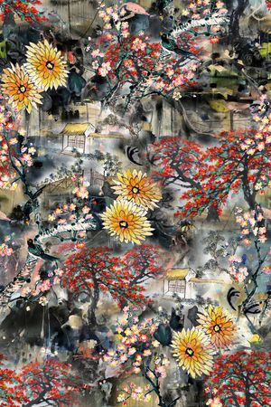 梅花印花华亿平台图片