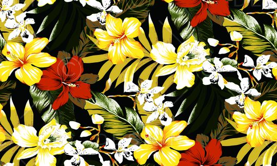 民族花卉印花华亿平台图片