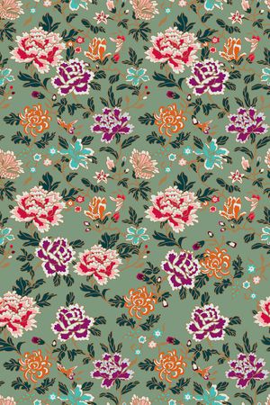 民族花卉印花华亿平台图片