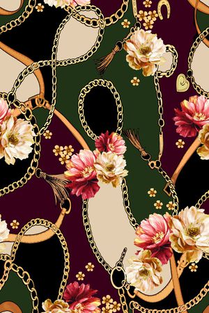 黑底花卉印花华亿平台图片