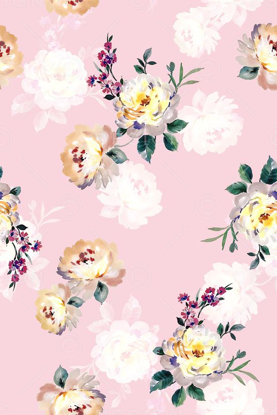 清爽底花卉印花华亿平台图片