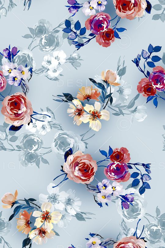 清爽底花卉印花华亿平台图片