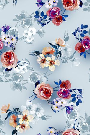 清爽底花卉印花华亿平台图片