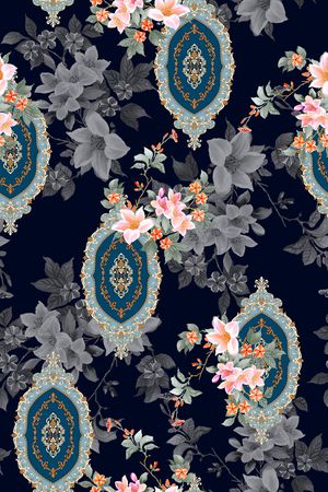 民族花卉印花华亿平台图片