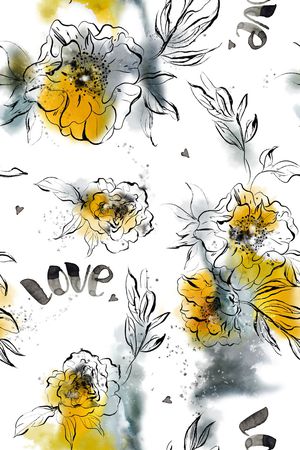 手绘花卉印花华亿平台图片