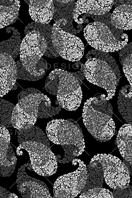 黑底花卉印花华亿平台图片