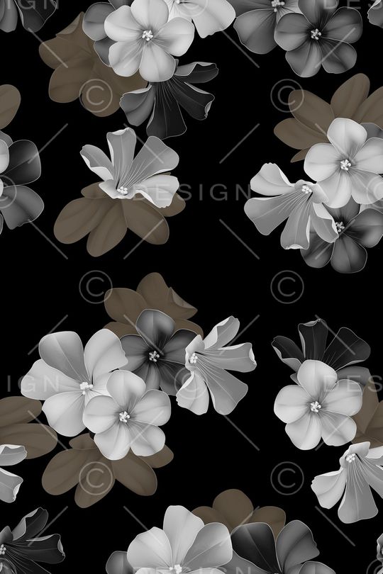 黑底花卉印花华亿平台图片