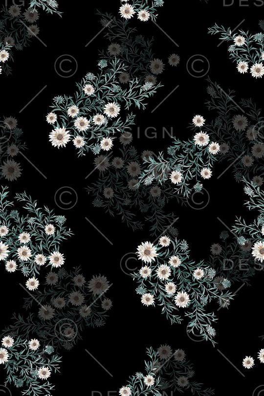 黑底花卉印花华亿平台图片