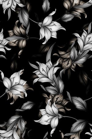 黑底花卉印花华亿平台图片