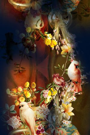 花鸟印花华亿平台图片