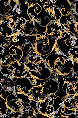 黑底花卉印花华亿平台图片