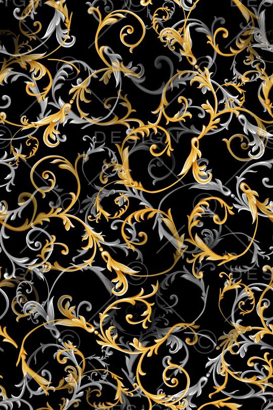 黑底花卉印花华亿平台图片