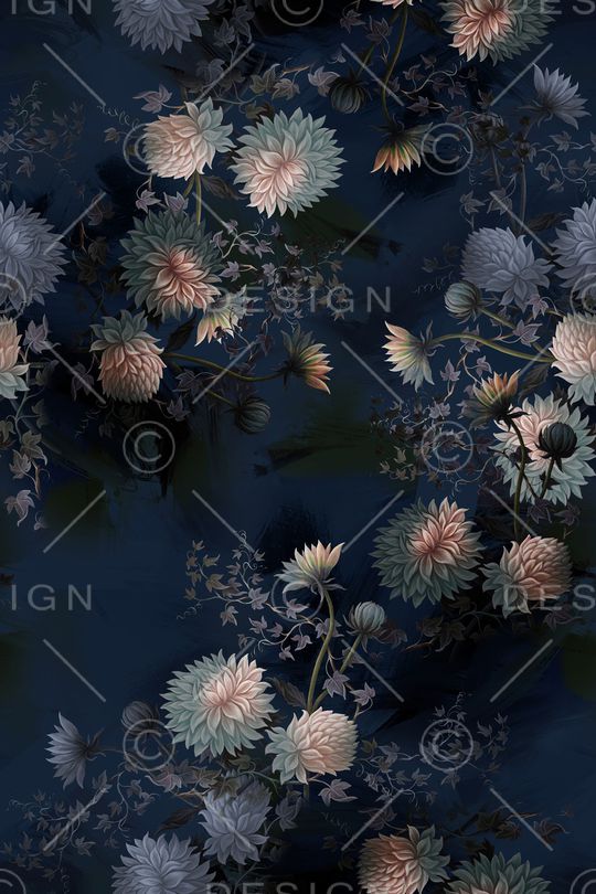 黑底花卉印花华亿平台图片