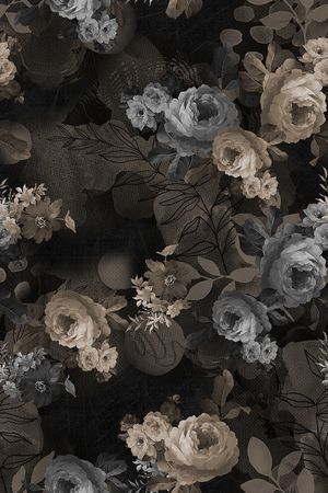 黑底花卉印花华亿平台图片