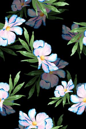 黑底花卉印花华亿平台图片