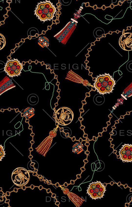 黑底花卉印花华亿平台图片