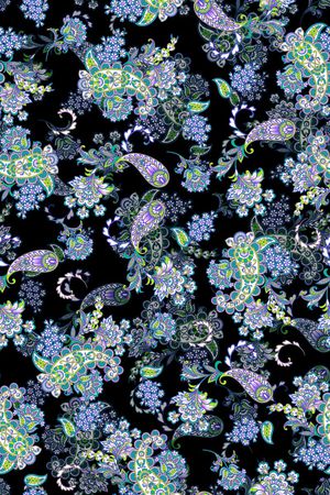 黑底花卉印花华亿平台图片