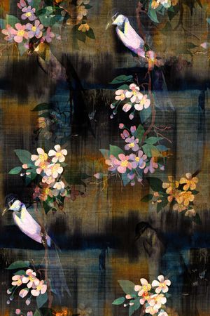 花鸟印花华亿平台图片