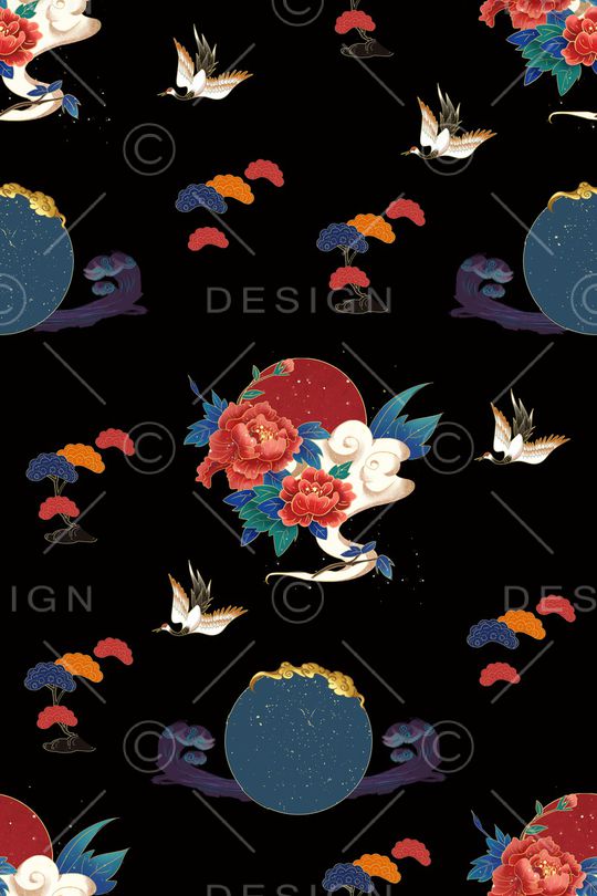 仙鹤印花华亿平台图片