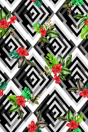 几何花卉印花华亿平台图片