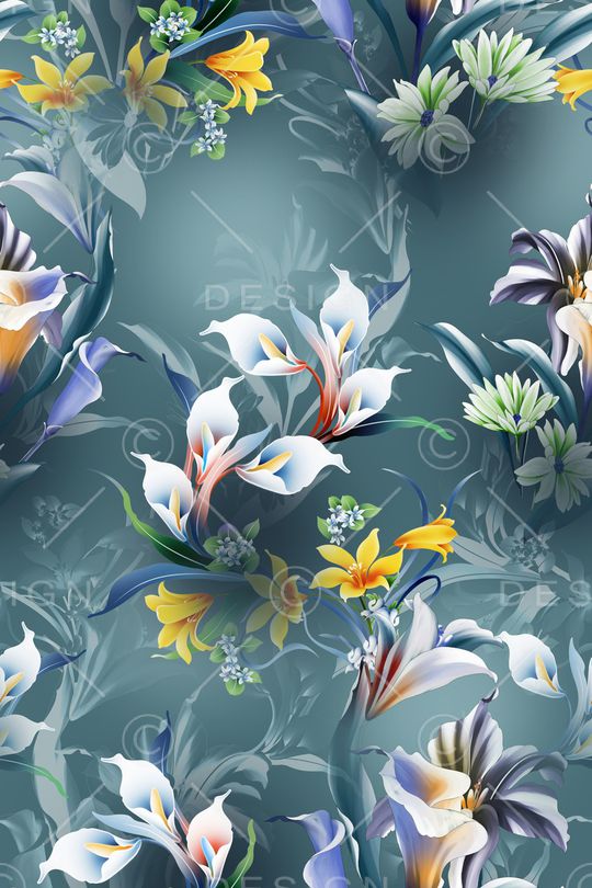 清爽底花卉印花华亿平台图片