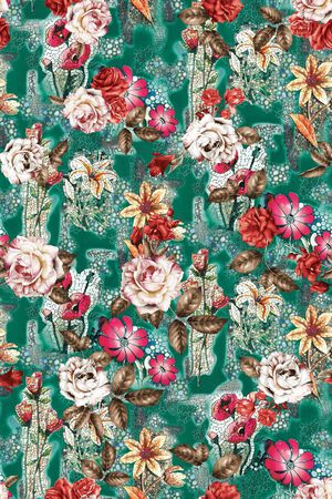 玫瑰花印花华亿平台图片