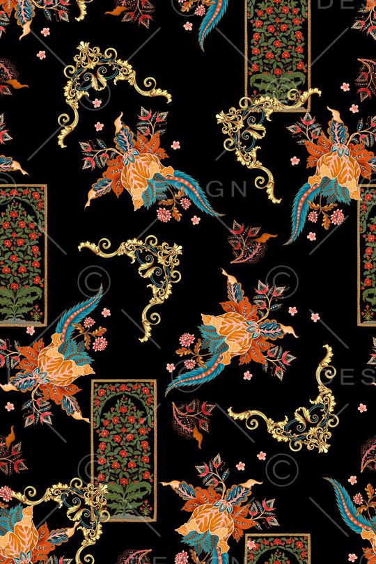 民族花卉印花华亿平台图片