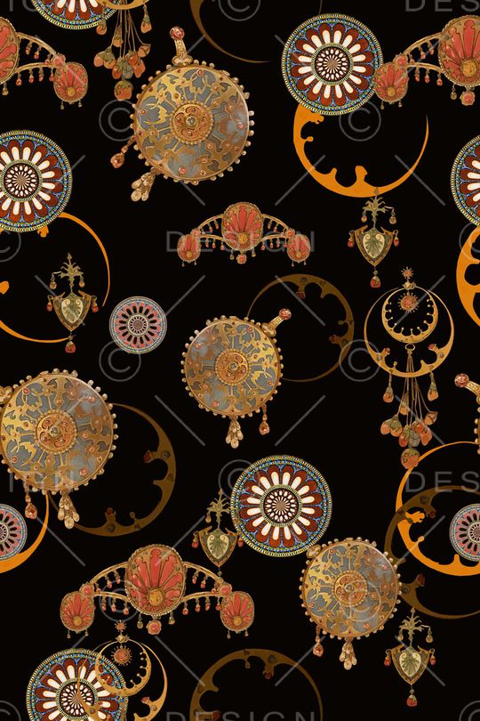 黑底花卉印花华亿平台图片